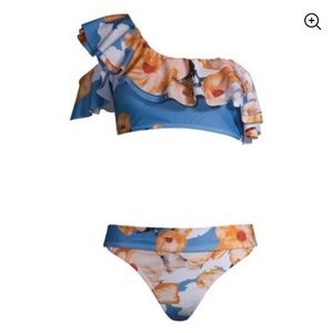 Nicole Miller Two Piece One Shoulder Swimsuit